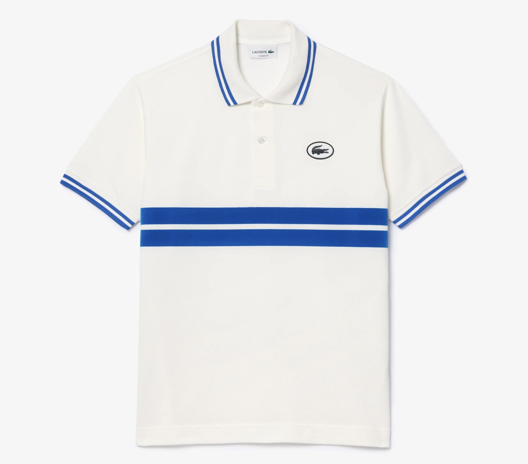 Áo Polo Lacoste Nam Phối Sọc Dáng Classic Cổ Điển PH7447-00-IUP Màu Trắng