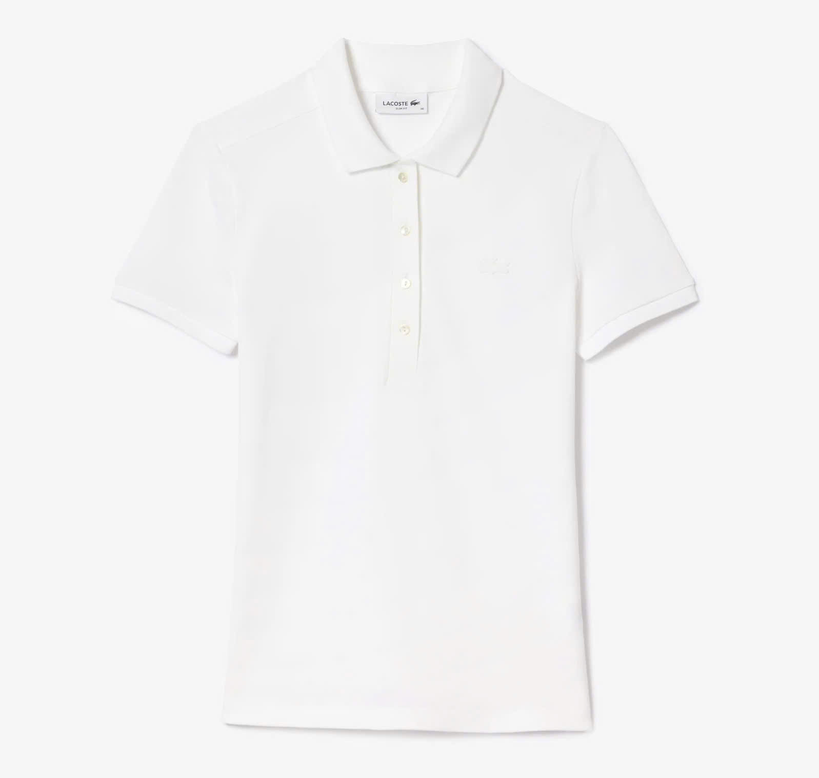 Áo Polo Lacoste Nữ Dáng Ôm Slim Fit PF5462-00-001 Màu Trắng