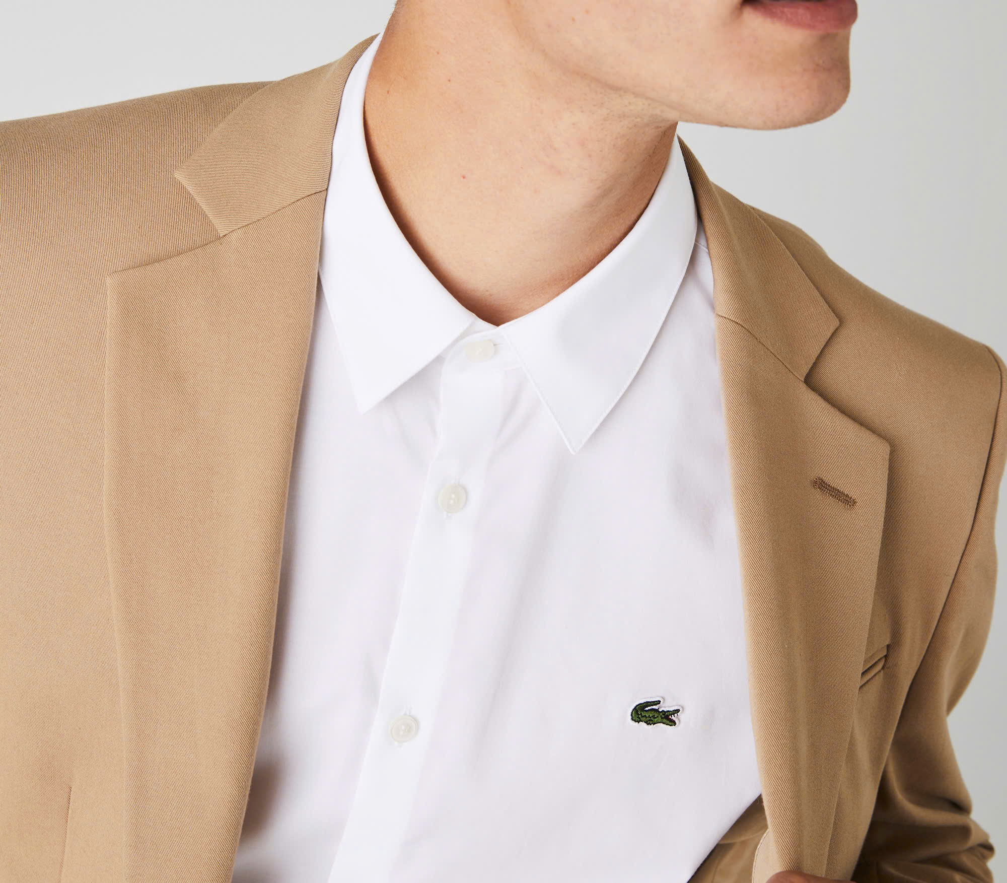 Áo Sơ Mi Lacoste Nam Dài Tay Poplin Dáng Slim Fit CH2668-00-001 Màu Trắng