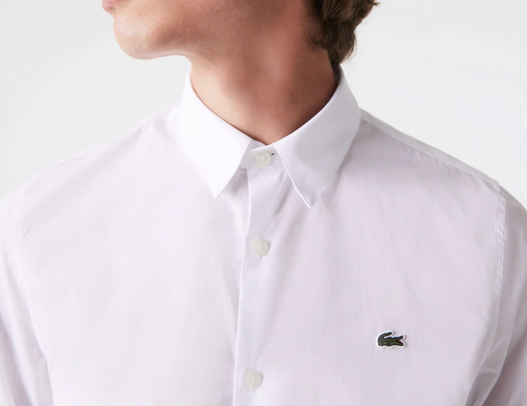 Áo Sơ Mi Lacoste Nam Dài Tay Poplin Dáng Slim Fit CH2668-00-001 Màu Trắng