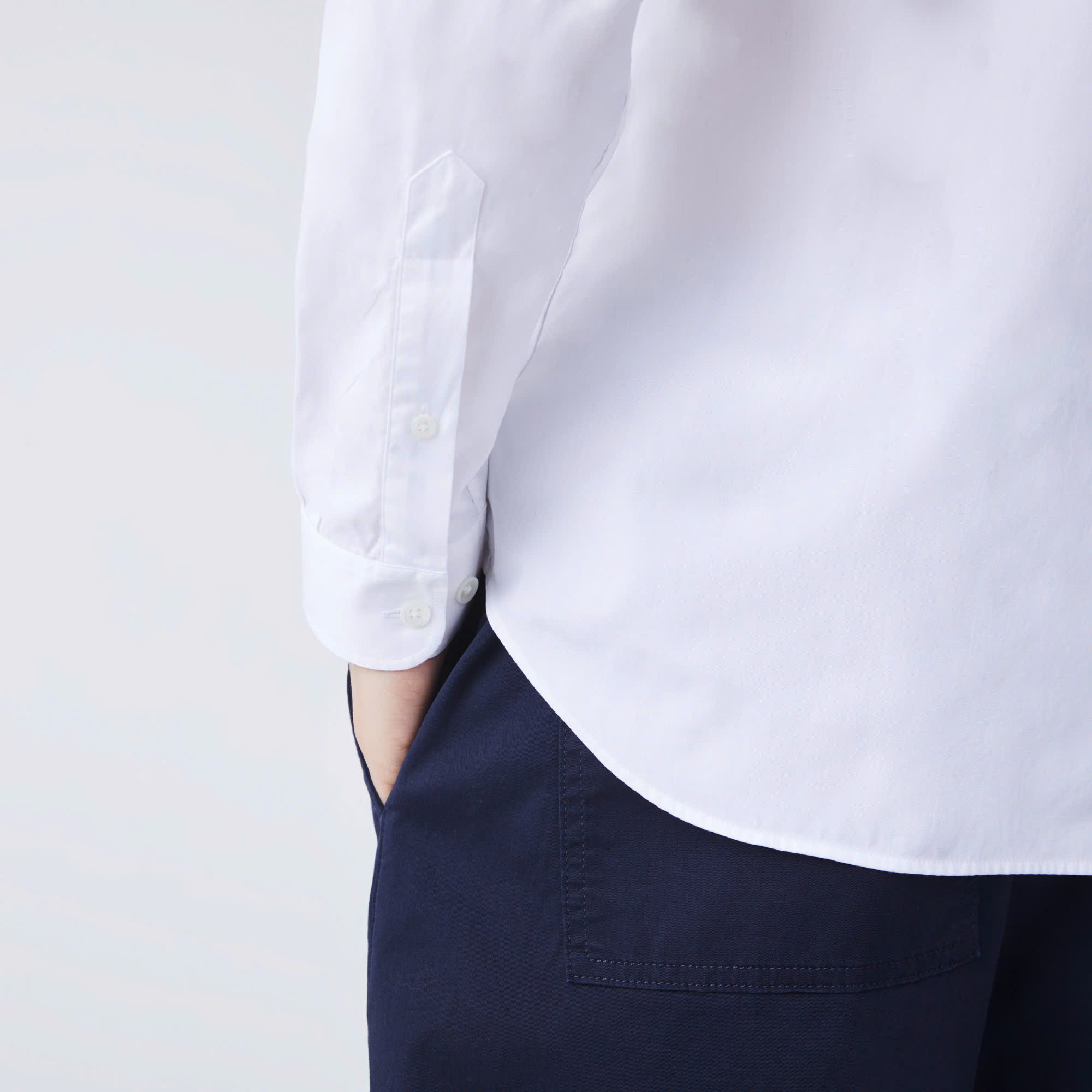 Áo Sơ Mi Lacoste Nam Dài Tay Pinpoint Dáng Slim Fit CH1843-00-001 Màu Trắng