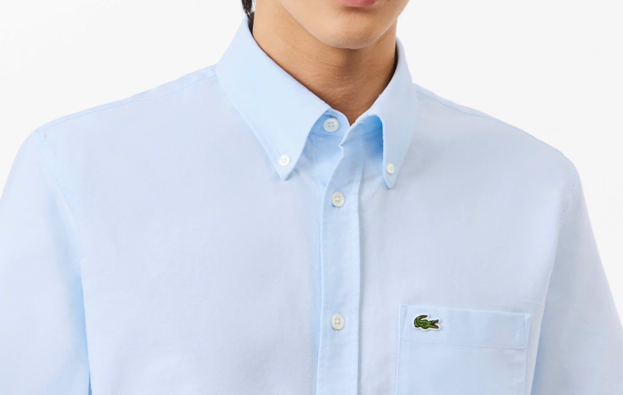 Áo Sơ Mi Lacoste Nam Oxford Dáng Regular CH1917-00-F6Z Màu Xanh