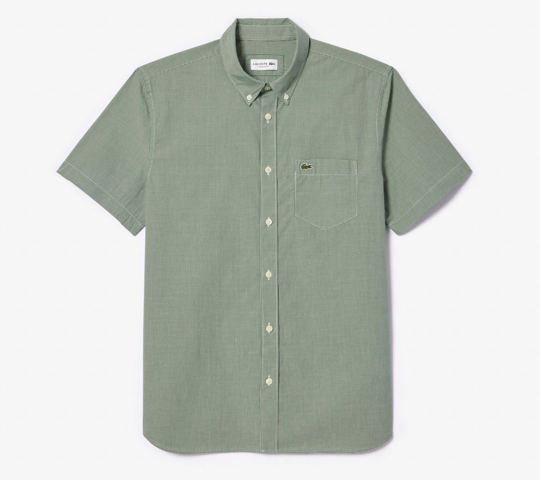 Áo Sơ Mi Lacoste Nam Organic Cotton Carô Dáng Regular CH5622-F6Z Màu Xanh Lá
