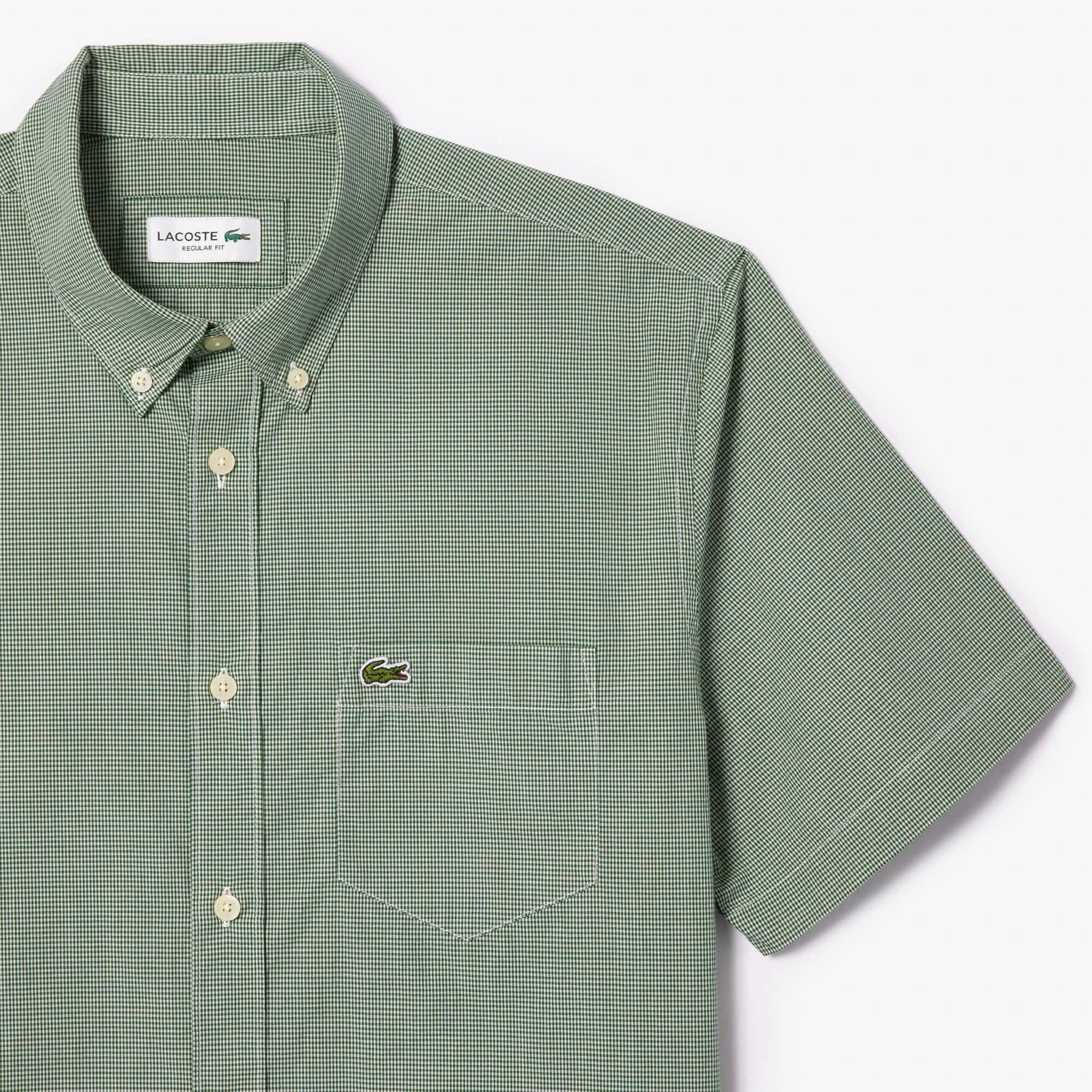 Áo Sơ Mi Lacoste Nam Organic Cotton Carô Dáng Regular CH5622-F6Z Màu Xanh Lá