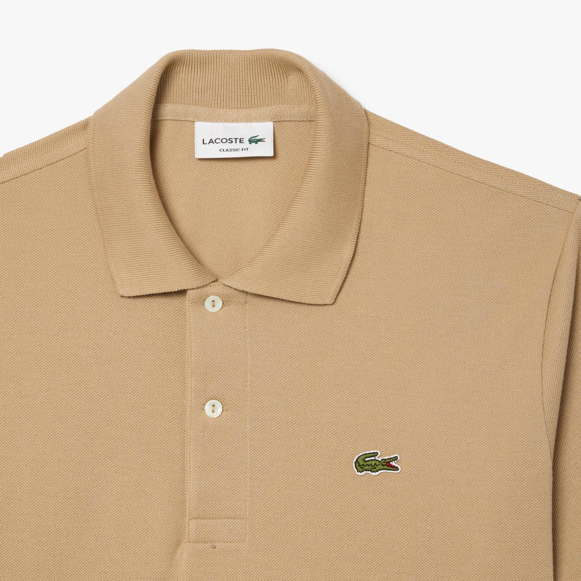 Áo Polo Lacoste Nam Trơn Dáng Classic Cổ Điển L1212-00-02S Màu Be