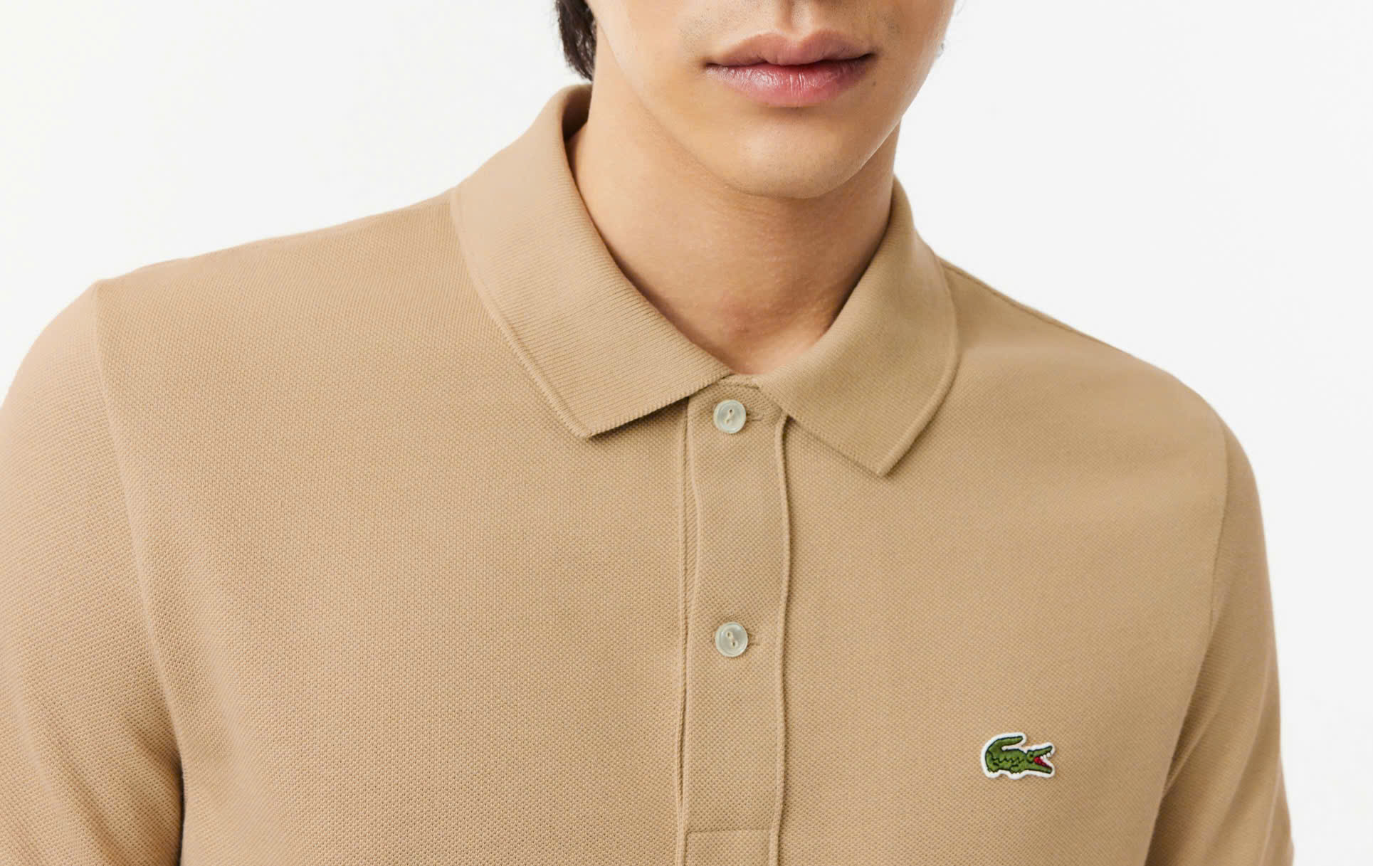 Áo Polo Lacoste Nam Dáng Slim Fit PH4012-00-02S Màu Be