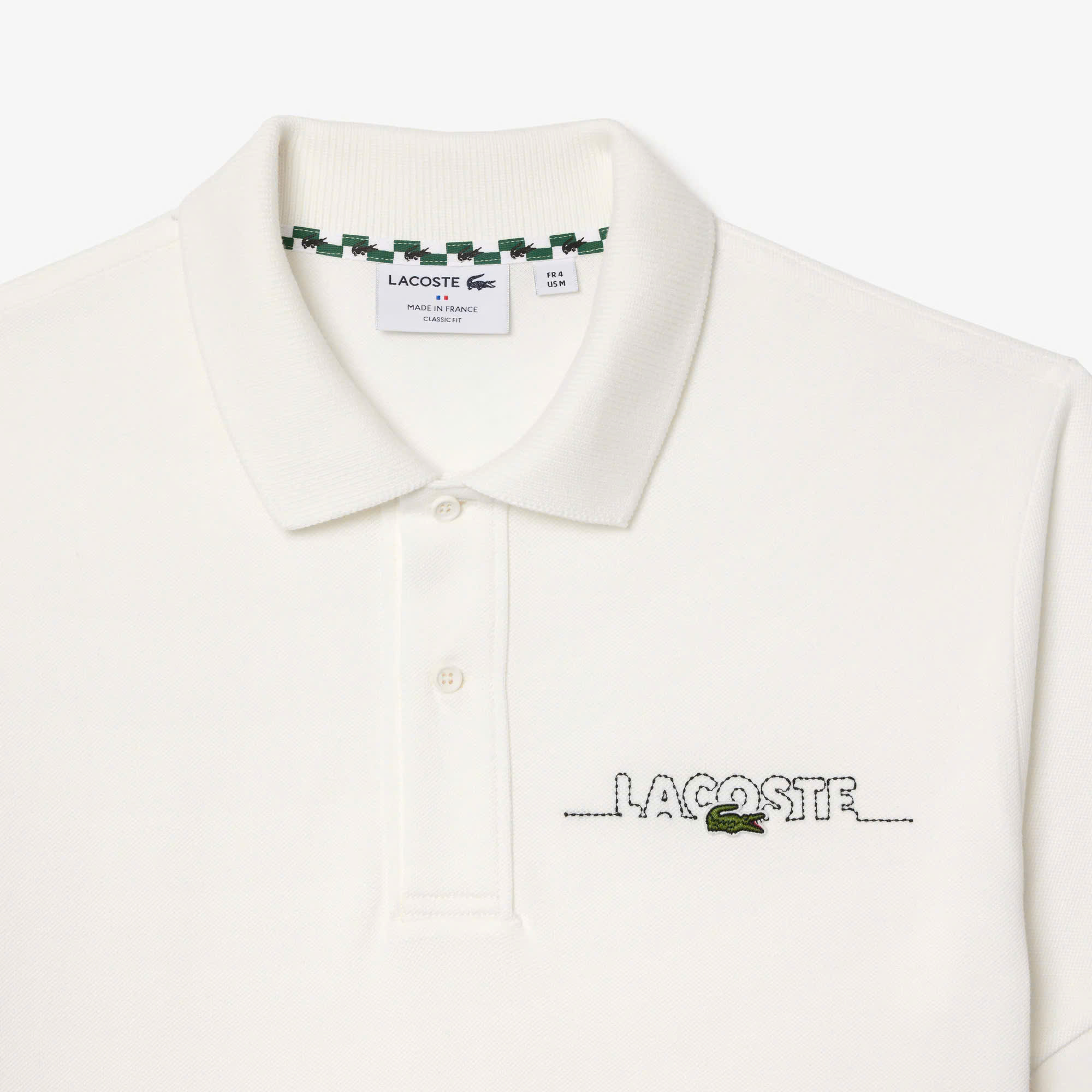 Áo Polo Lacoste Nam Made in France Dáng Classic Cổ Điển PH6006-00-70V Màu Trắng Kem