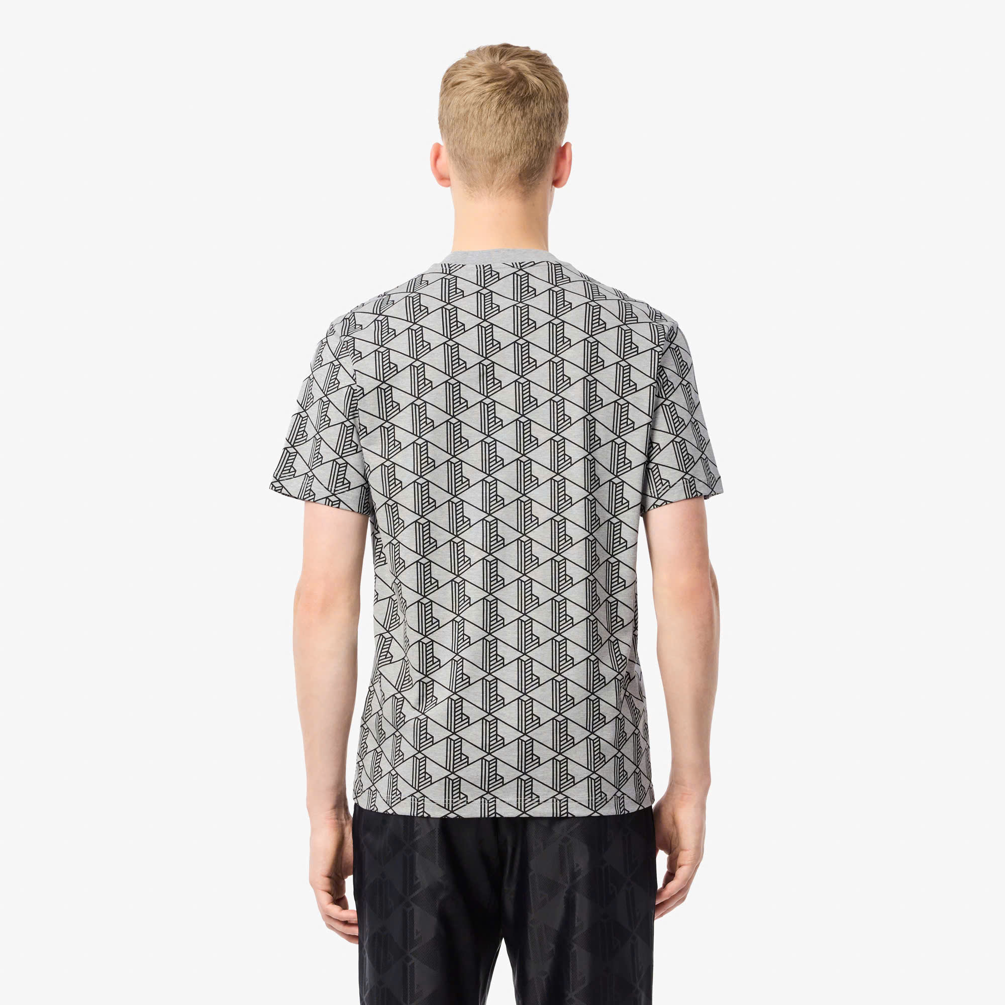Áo Thun Lacoste Nam Họa Tiết Monogram Dáng Regular TH2831-00-80P Màu Xám