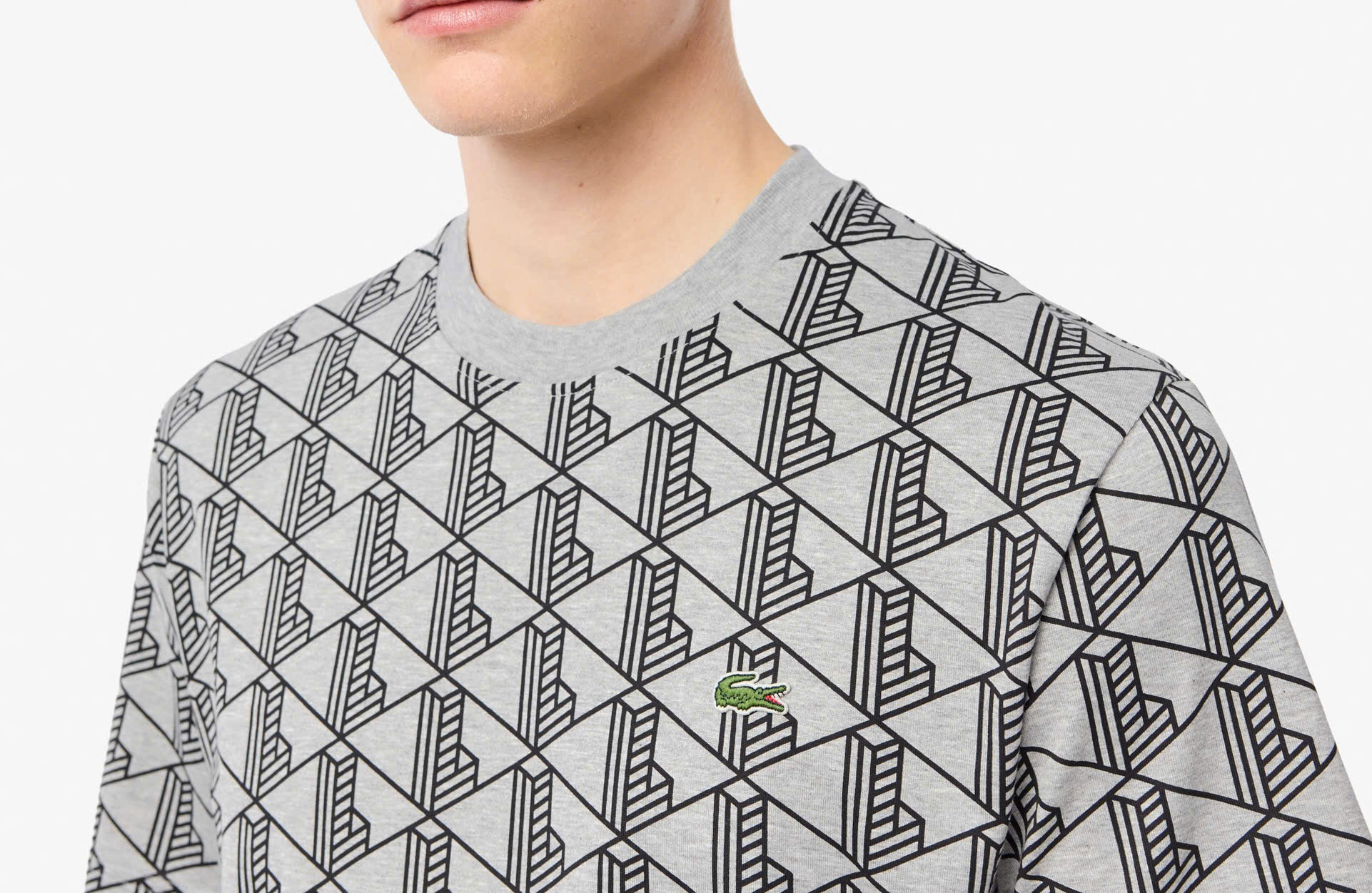 Áo Thun Lacoste Nam Họa Tiết Monogram Dáng Regular TH2831-00-80P Màu Xám