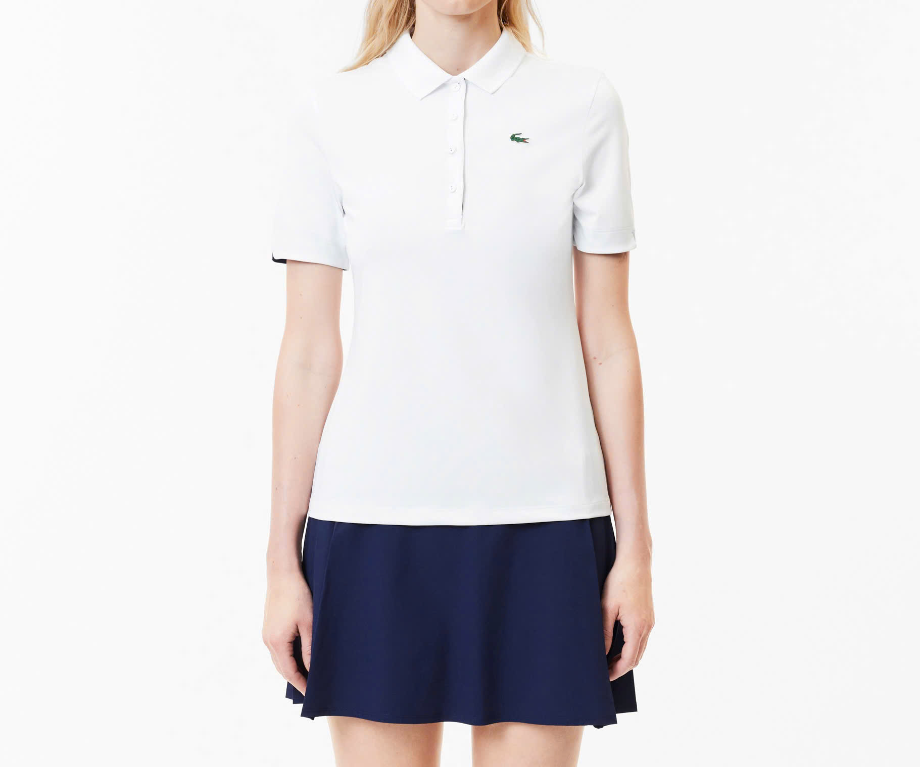 Áo Polo Golf Lacoste Nữ Dáng Ôm Slim Fit PF5179-00-522 Màu Trắng