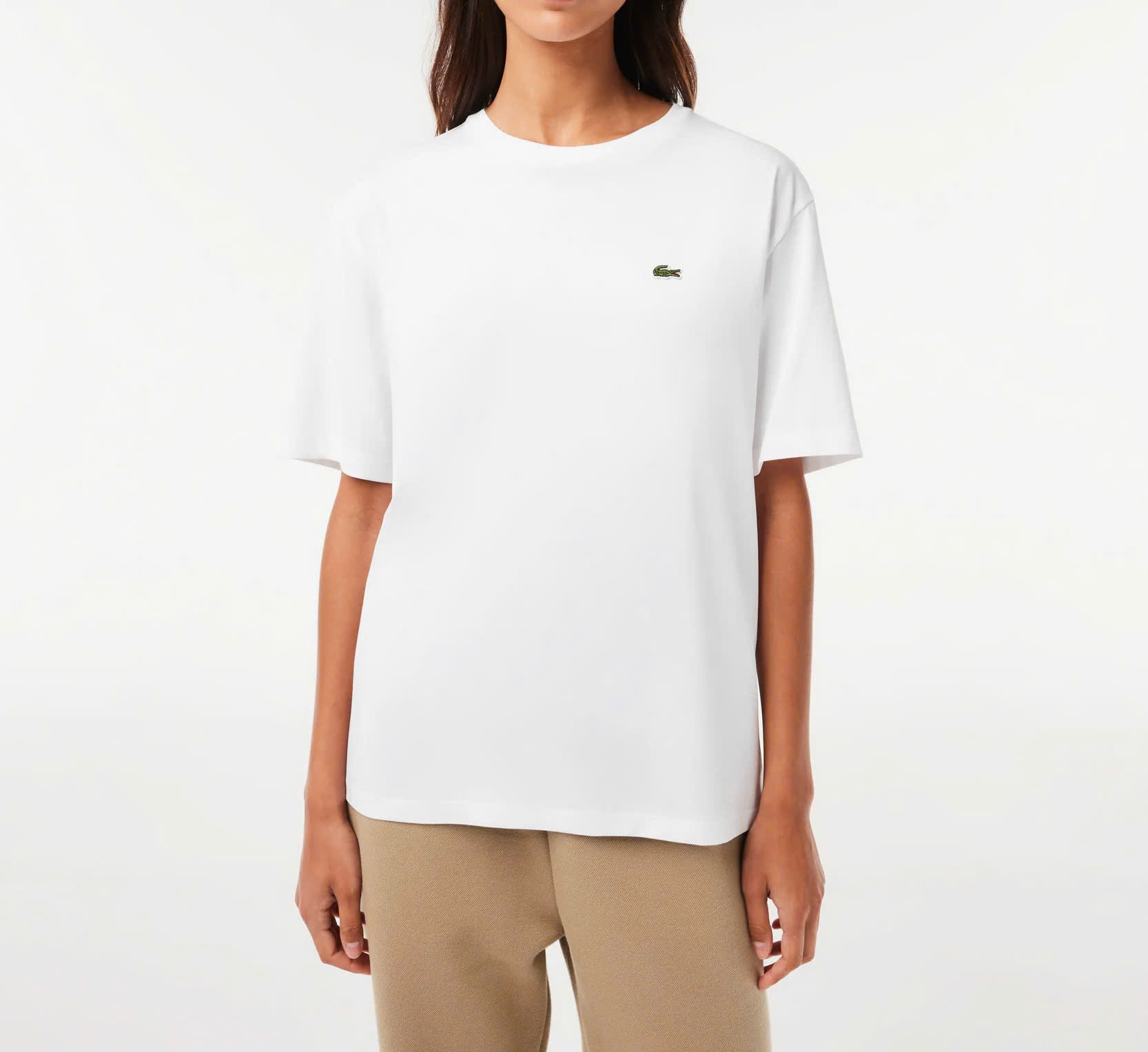 Áo Thun Lacoste Nữ Dáng Suôn TF5441-00-001 Màu Trắng