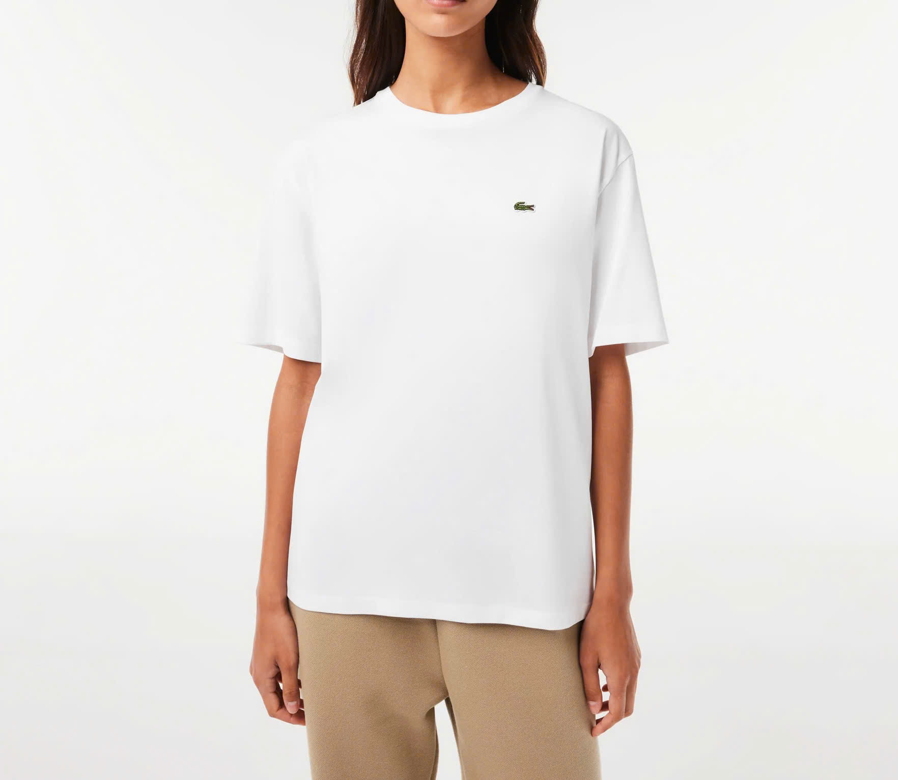 Áo Thun Lacoste Nữ Dáng Suôn TF5441-00-001 Màu Trắng