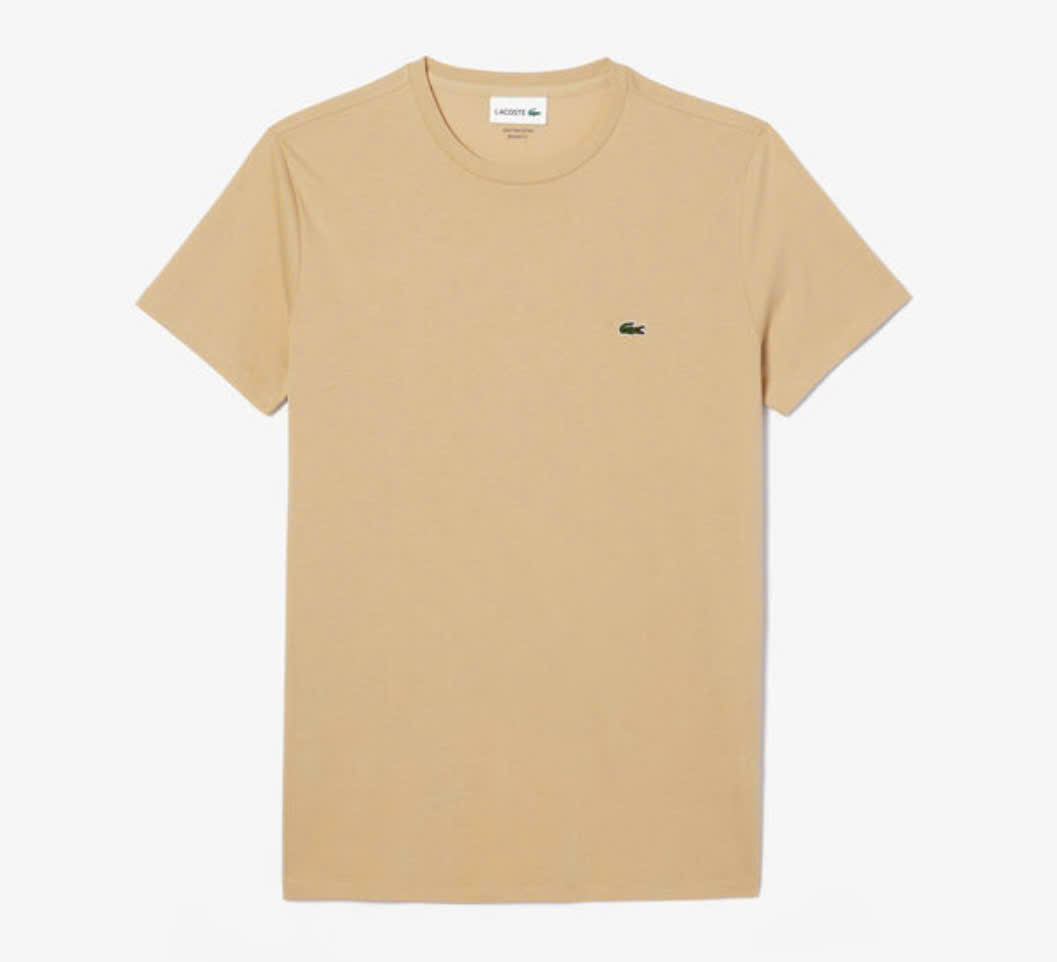 Áo Thun Lacoste Nam Dáng Regular Pima Cotton TH6709-00-IXQ Màu Be