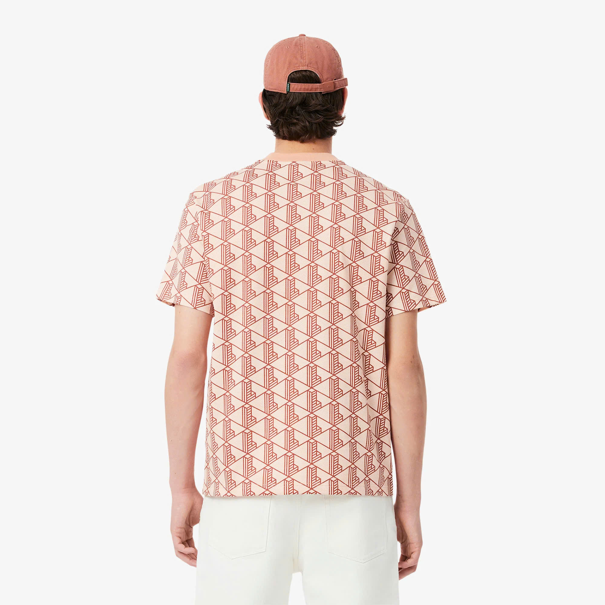Áo Thun Lacoste Nam Dáng Classic Monogram TH2831-00-HDI Màu Cam Nâu
