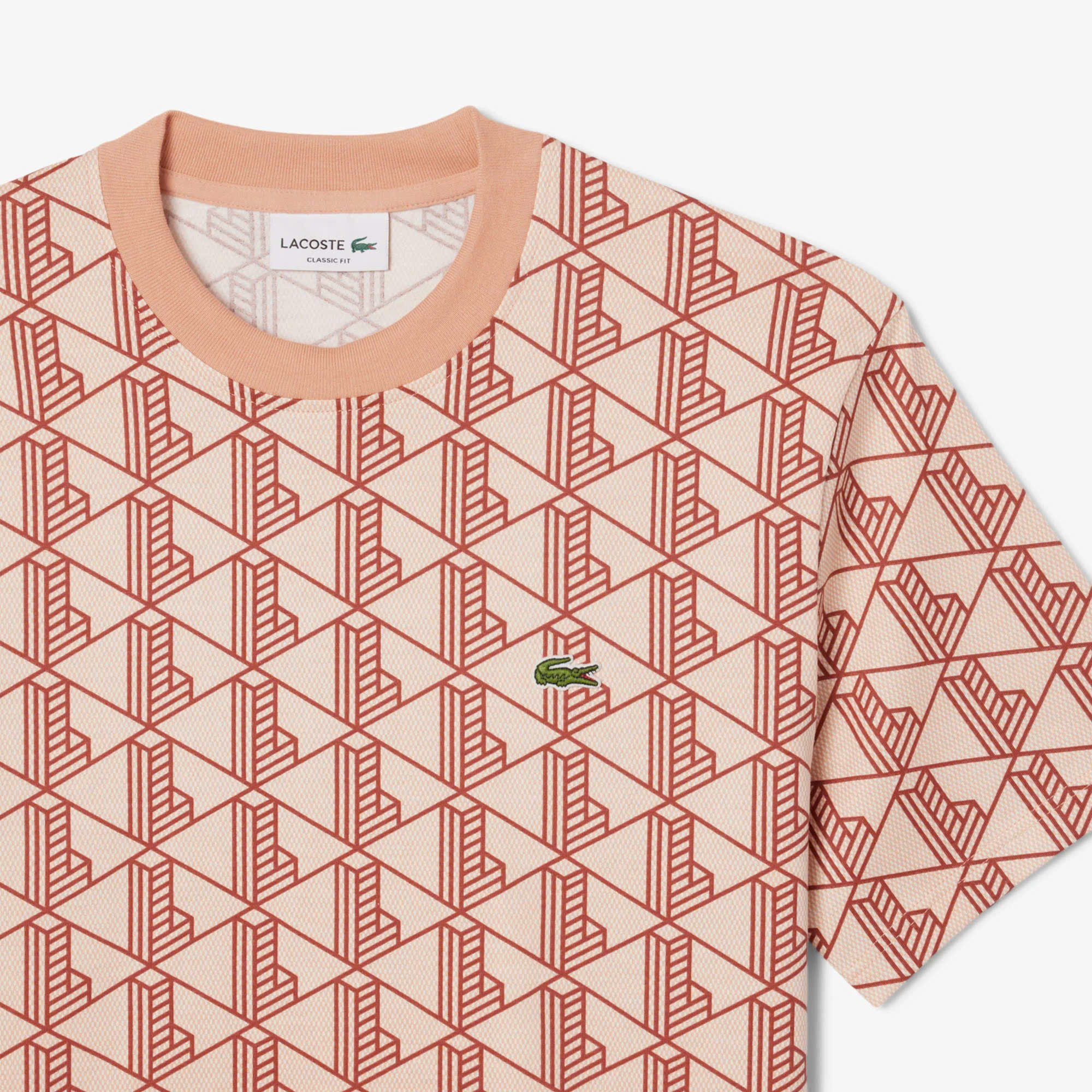 Áo Thun Lacoste Nam Dáng Classic Monogram TH2831-00-HDI Màu Cam Nâu