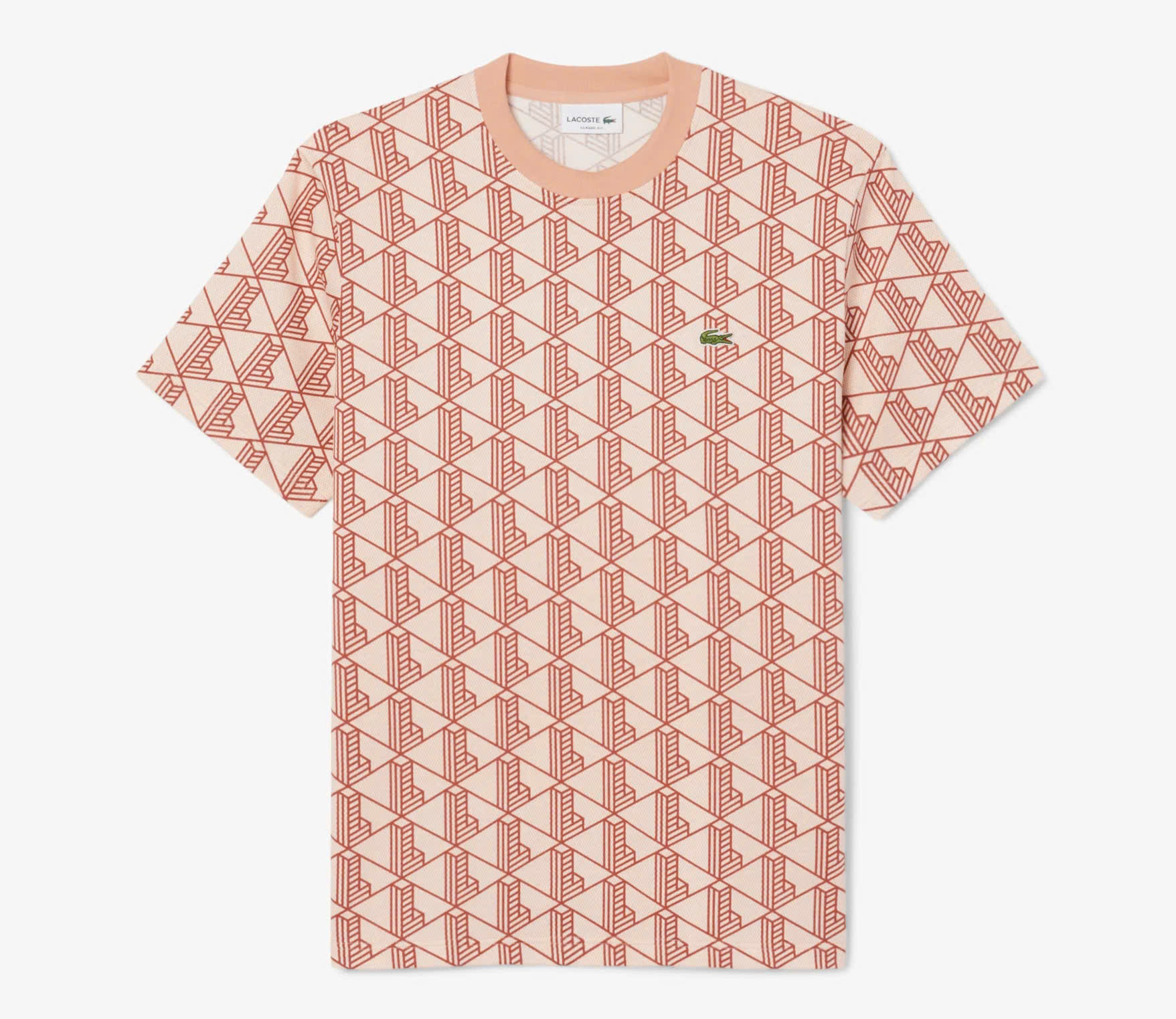 Áo Thun Lacoste Nam Dáng Classic Monogram TH2831-00-HDI Màu Cam Nâu