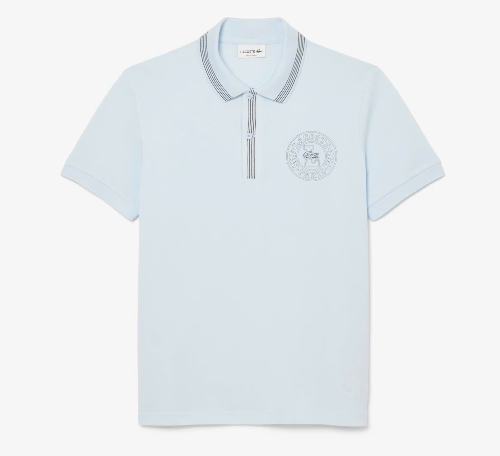 Áo Polo Lacoste Nam Viền Sọc Dáng Regular PH9960-00-T01 Màu Xanh Nhạt