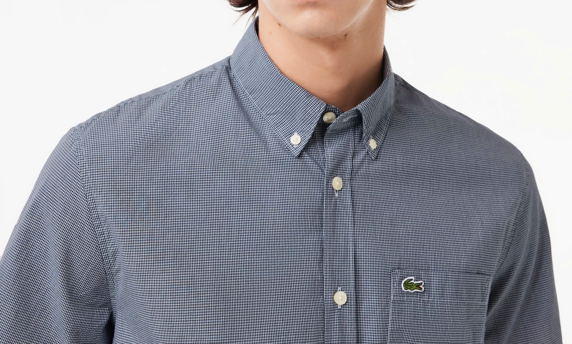 Áo Sơ Mi Lacoste Nam Organic Cotton Carô Dáng Regular CH5622-522 Màu Xanh Đậm