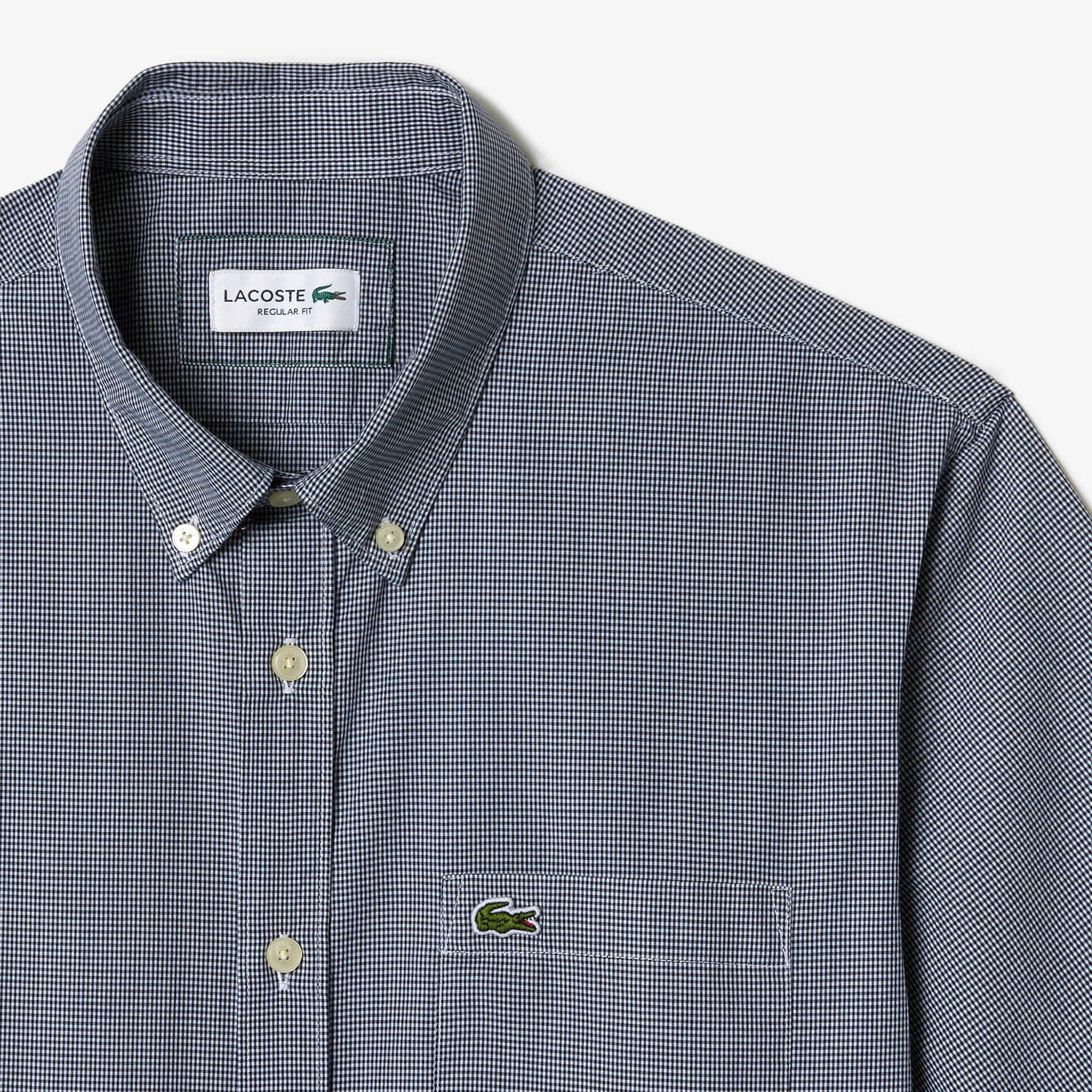 Áo Sơ Mi Lacoste Nam Organic Cotton Carô Dáng Regular CH5622-522 Màu Xanh Đậm