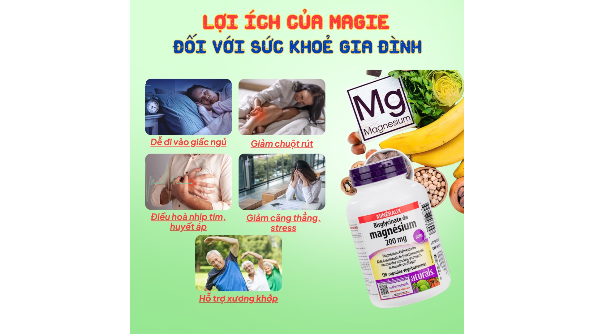Webber Naturals Magnesium Bisglycinate 200mg: Công Dụng & Cách Dùng