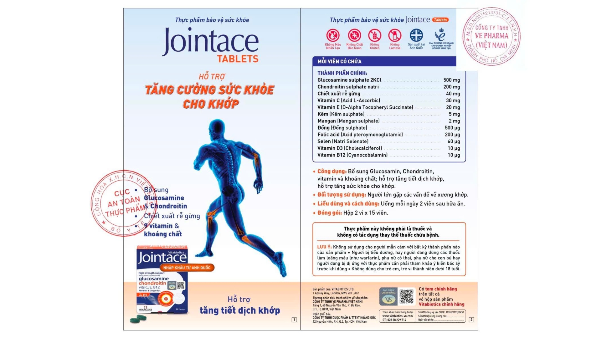 Vitabiotics Viên Uống Hỗ Trợ Tăng Cường Sức Khỏe Cho Khớp Jointace Original Hộp 30 viên