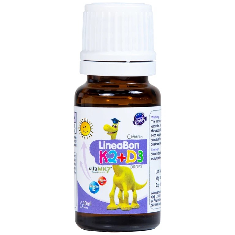 Lineabon K2 + D3 Dung Dịch Bổ Sung Vitamin Giúp Bé Ngủ Ngon, Tăng Chiều Cao Chai 10ml