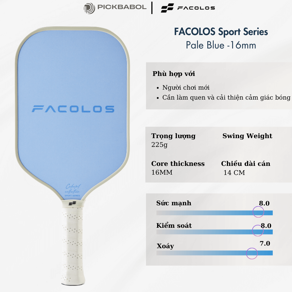 Facolos Vợt Pickleball Sport Series 2025 Màu Hồng Xanh Sky Candy