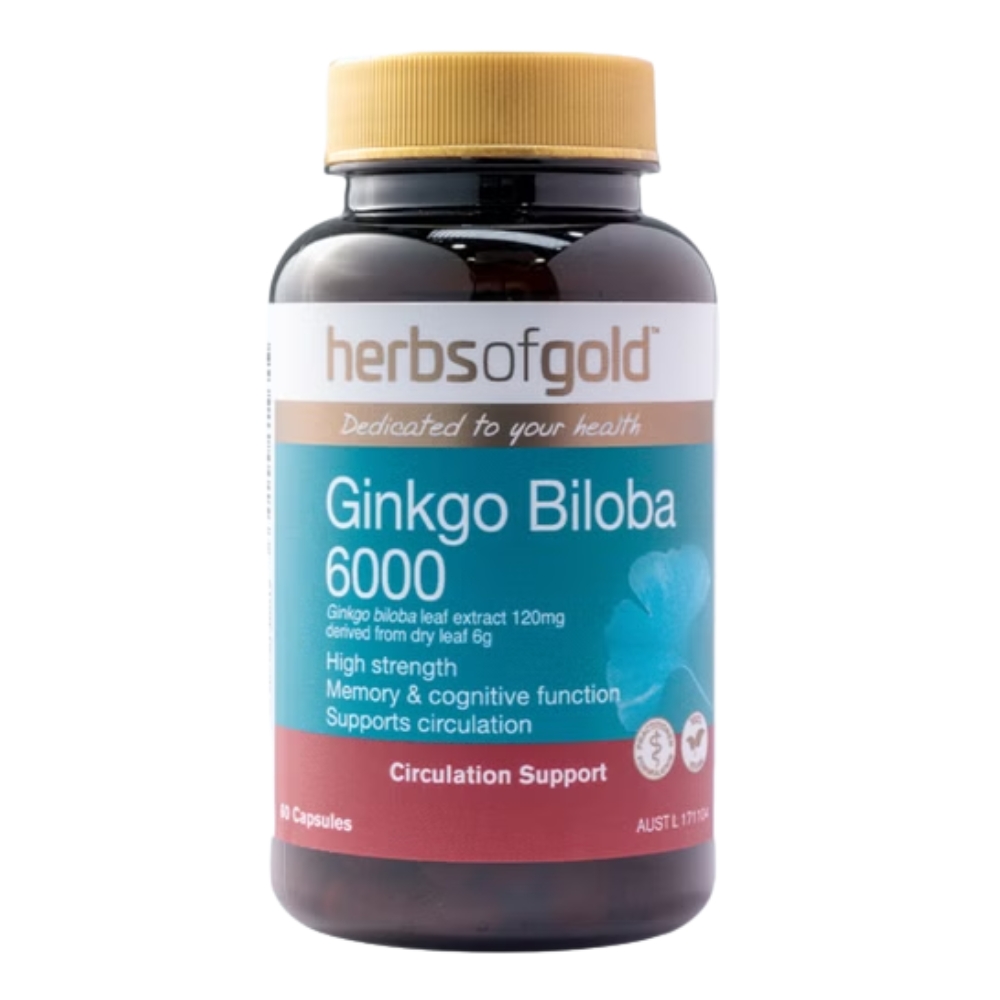 Herbs Of Gold Viên Uống Ginkgo Biloba 6000 Bổ Não 60 Viên
