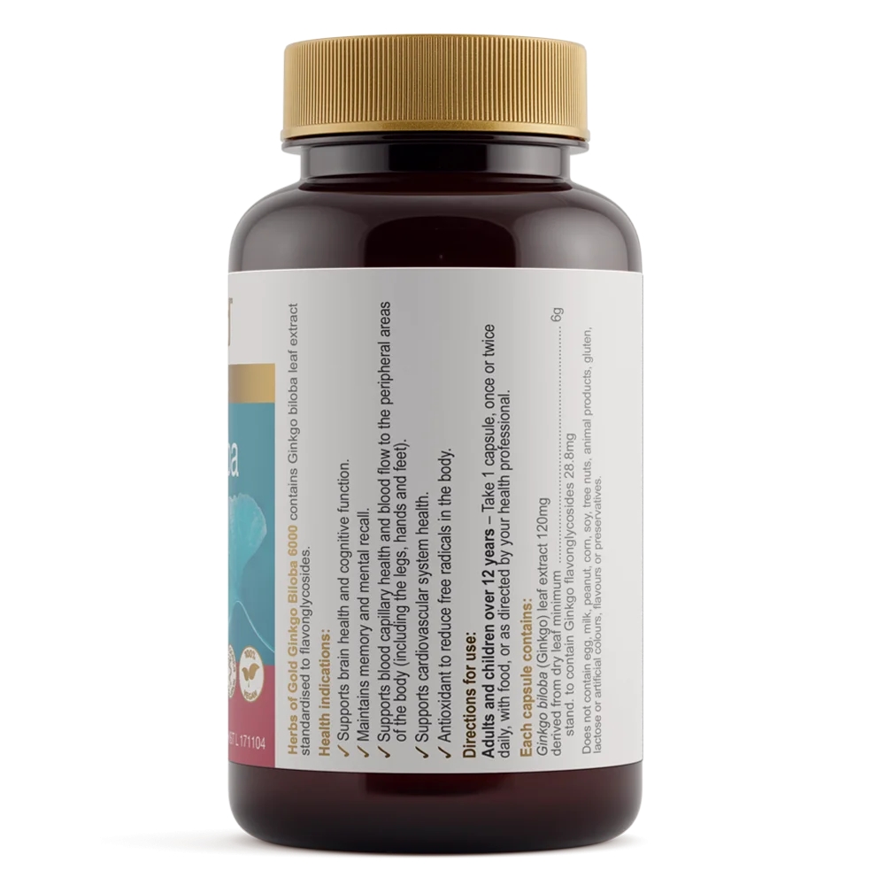Herbs Of Gold Viên Uống Ginkgo Biloba 6000 Bổ Não 60 Viên
