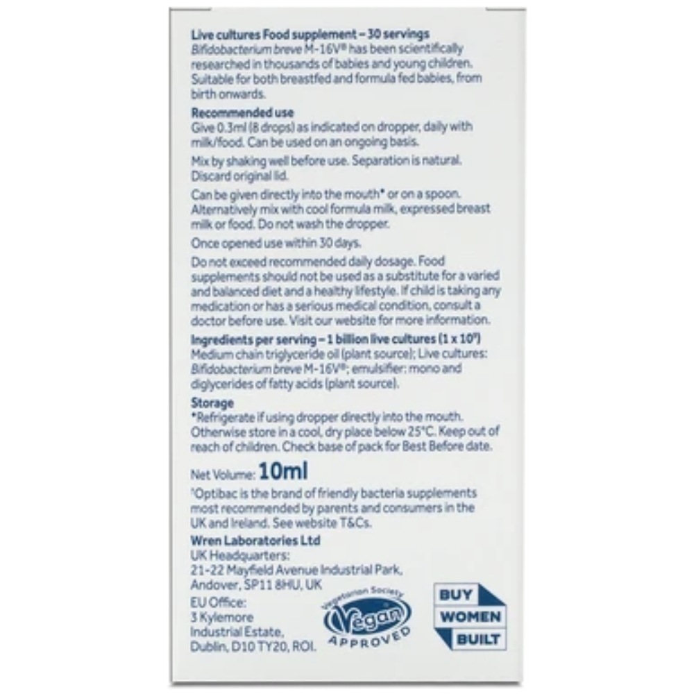 Optibac Men Vi Sinh Baby Drops Dạng Nhỏ Giọt Cho Bé Từ 0 - 3 Tuổi 10ml