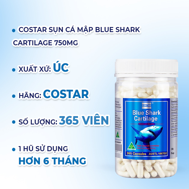 Costar Viên Uống Hỗ Trợ Xương Khớp Blue Shark Cartilage 750mg 365 Viên