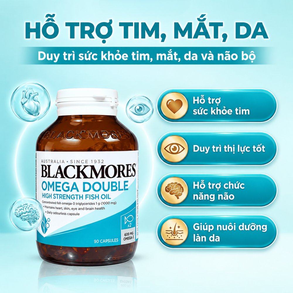Blackmores Viên Uống Dầu Cá Liều Omega Gấp 2 Lần Double High Strength Fish Oil (90 Viên) - Chính Ngạch Úc