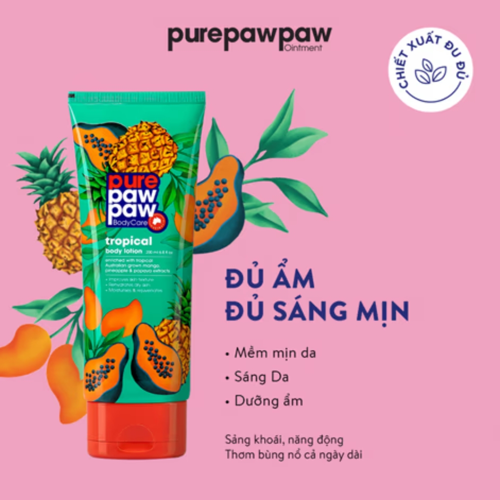 Pure Paw Paw Kem Dưỡng Ẩm Cải Thiện Kết Cấu Da Toàn Thân Body Lotion Mùi Tropical 200ml