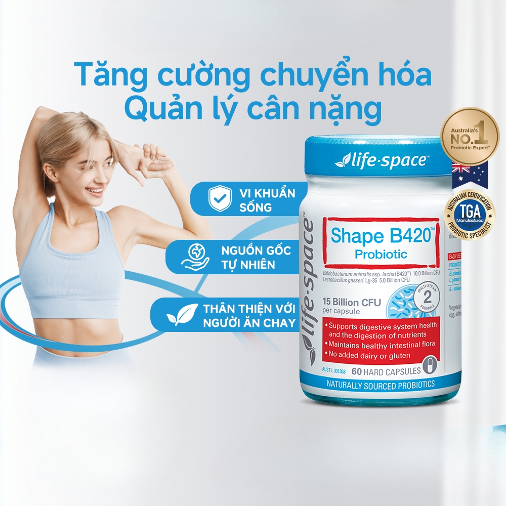 Life Space Men Vi Sinh Hỗ Trợ Tiêu Hóa Shape B420 Probiotic 60 viên
