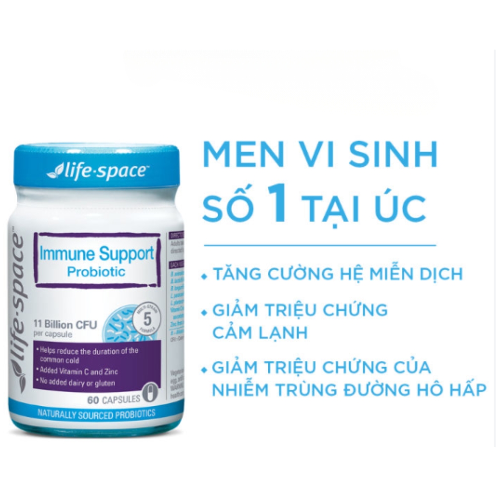 Life Space Viên Uống Bổ Sung Men Vi Sinh Tăng Đề Kháng Adult Immune Support Probiotic 60 Caps