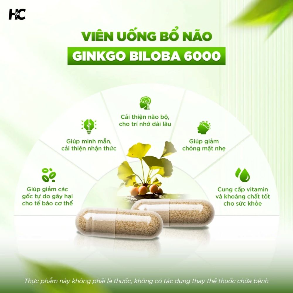 Healthy Care Viên Uống Bổ Não Ginkgo Biloba 6000mg 60 Viên