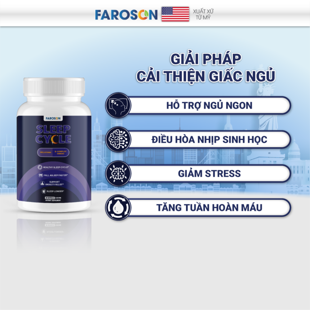 Faroson Viên Uống Ngủ Ngon Sleep Cycle Melatonin 3mg 30 Viên