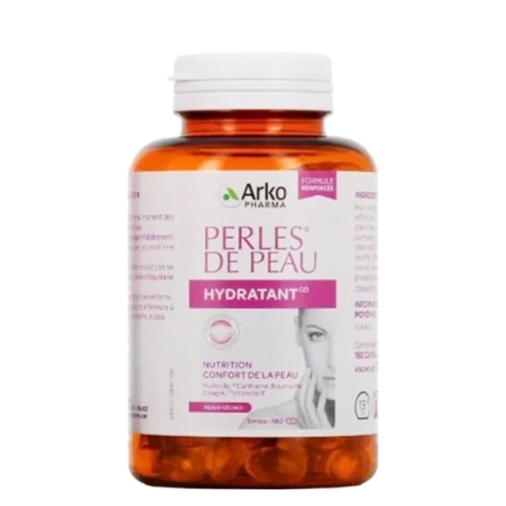 Arkopharma Viên Uống Perles de Peau Hydratant Hỗ Trợ Dưỡng Ẩm Làm Đẹp Da 180 Viên