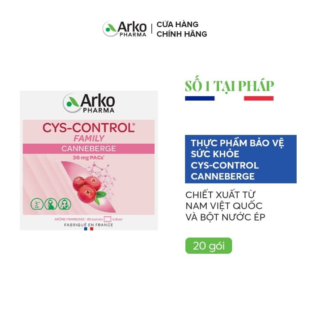 Arkopharma Bột Uống Cys-control Canneberge Hỗ Trợ Ngừa Viêm Đường Tiết Niệu Cho Cả Gia Đình 20 Gói