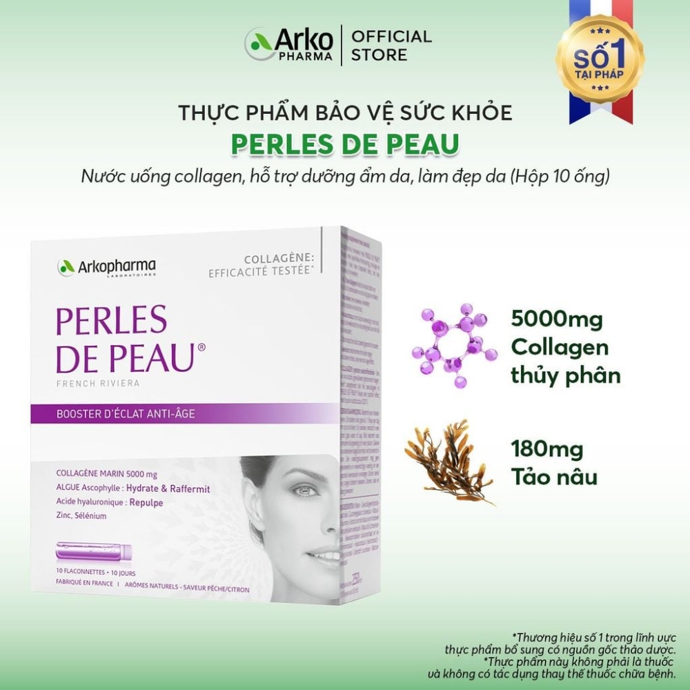 Arkopharma Nước Uống Perles De Peau Collagen Bổ Sung Collagen Ngăn Ngừa Lão Hóa 10 Ống