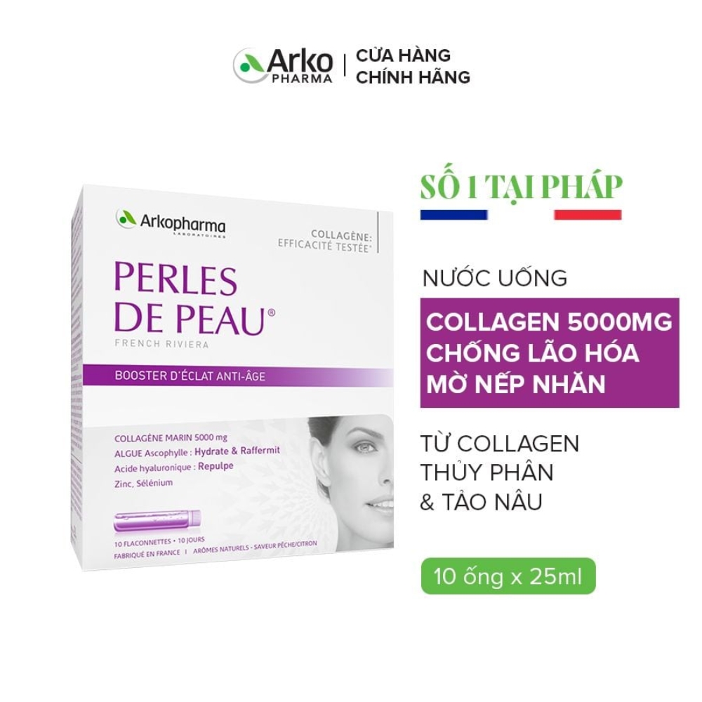Arkopharma Nước Uống Perles De Peau Collagen Bổ Sung Collagen Ngăn Ngừa Lão Hóa 10 Ống