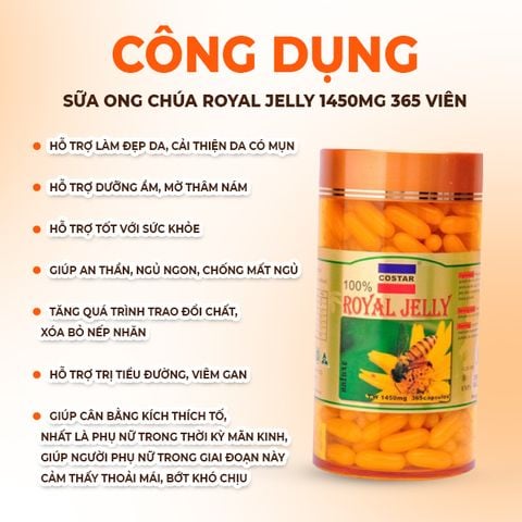 Costar Viên Uống Sữa Ong Chúa Royal Jelly Soft Gel 1450mg 365 Viên