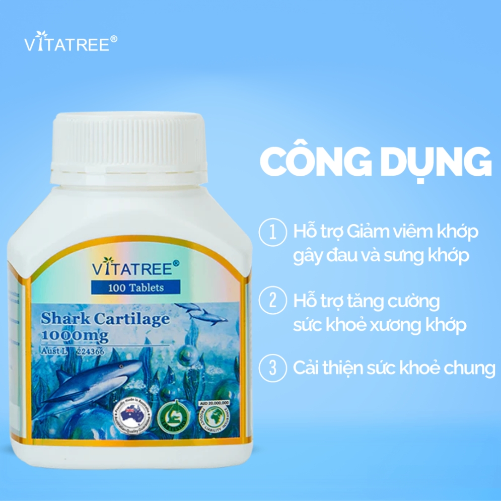 Vitatree Viên Uống Shark Cartilage Sụn Cá Mập 1000mg