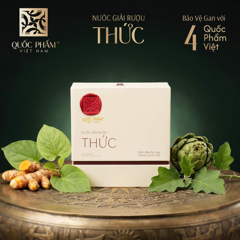 Quốc Phẩm Việt Nam Nước Uống Thức Hỗ Trợ Giải Rượu Hộp 5 Chai