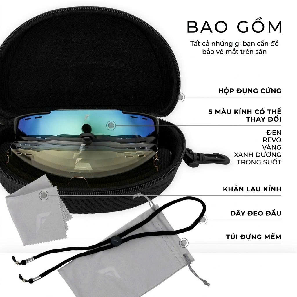 Franklin Kính Pickleball Bảo Vệ Mắt Bao Gồm 5 Tròng Kính Nhiều Màu