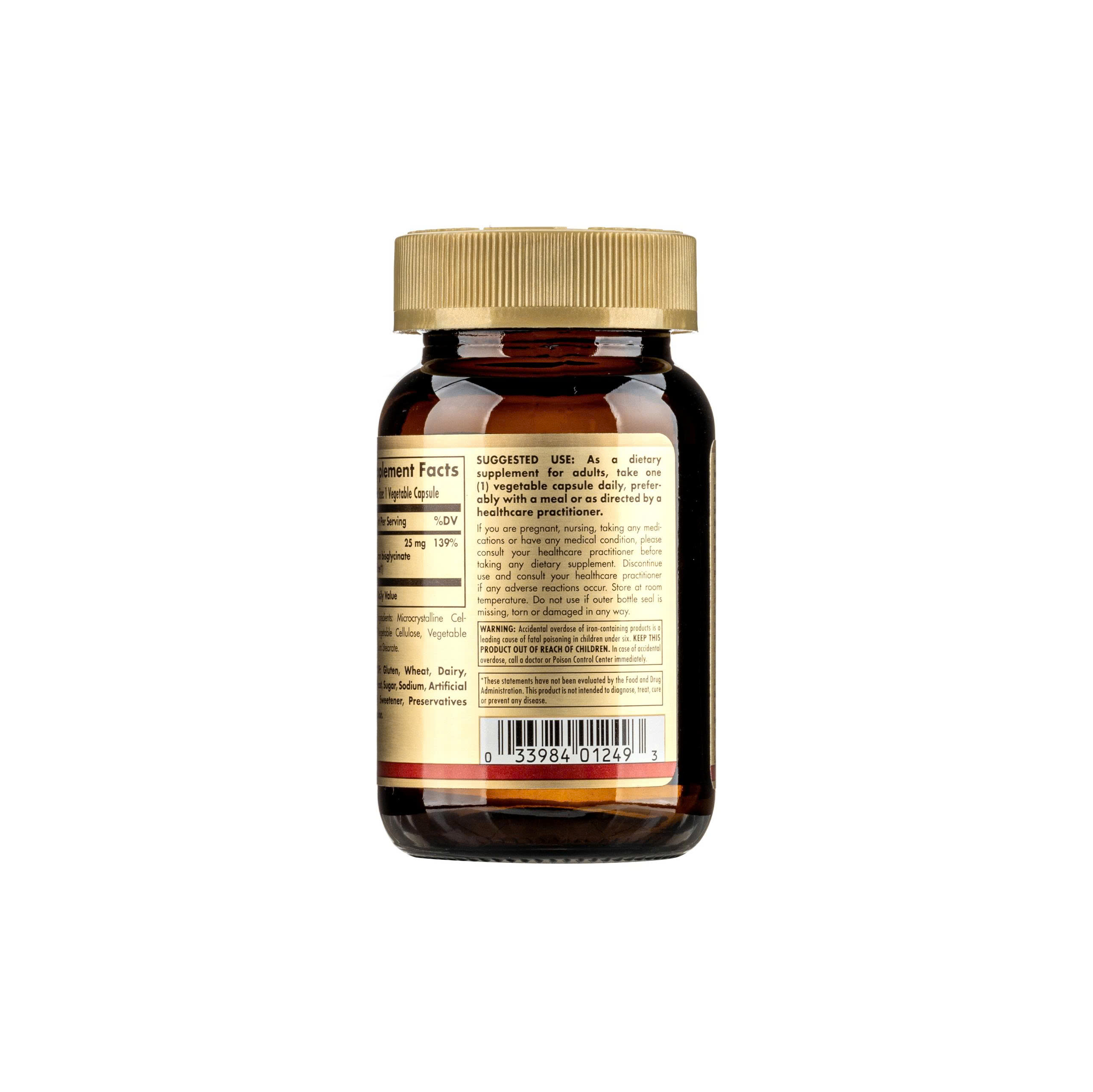 Solgar Viên Uống Iron Bis Glycinate Hỗ Trợ Bổ Sung Sắt 25MG 90 Viên