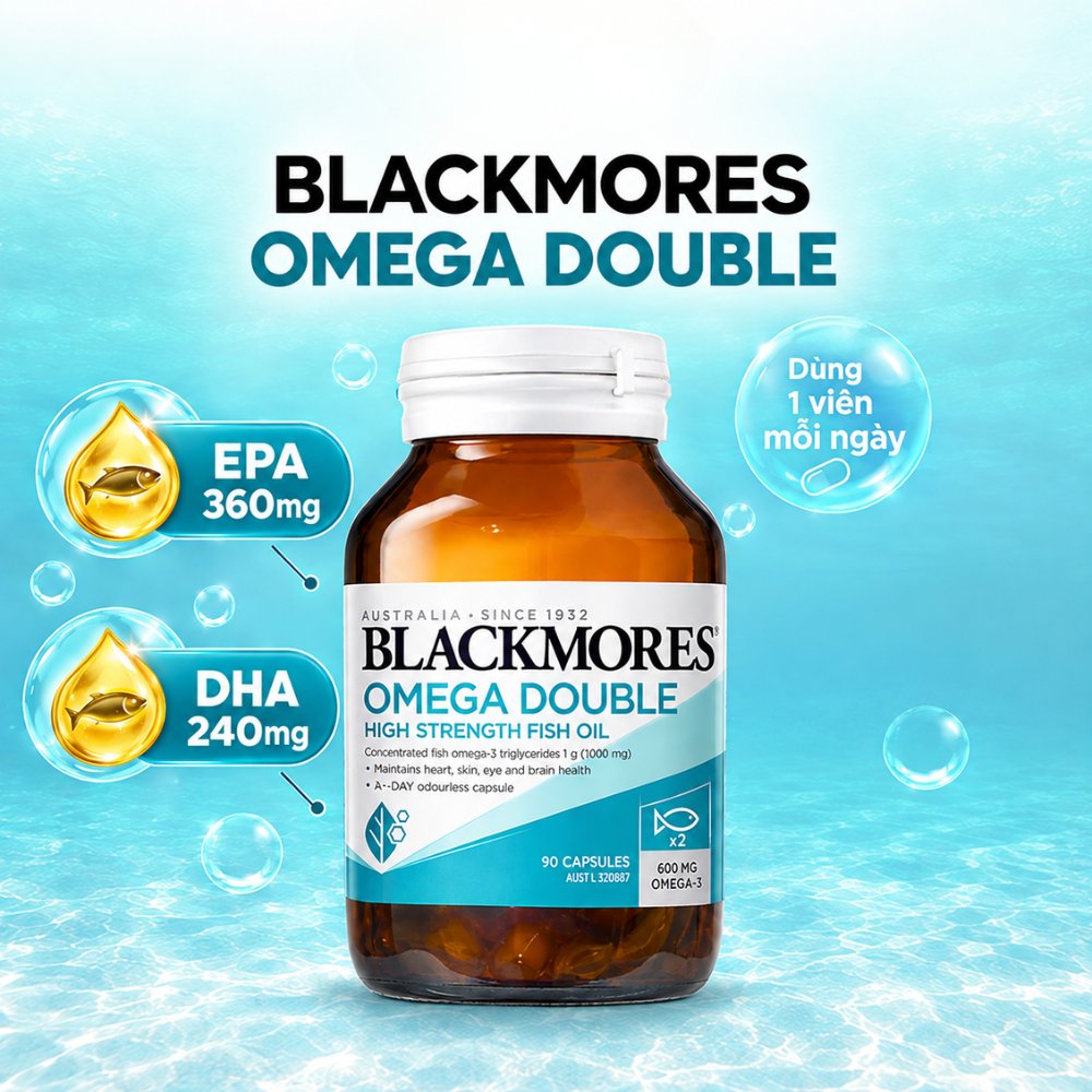 Blackmores Viên Uống Dầu Cá Liều Omega Gấp 2 Lần Double High Strength Fish Oil (90 Viên) - Chính Ngạch Úc