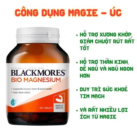 Blackmores Viên Uống Hỗ Trợ Bổ Sung Magie Bio Magnesium 100 Viên - Chính Hãng Úc