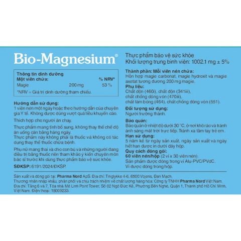 Pharma Nord  Viên Uống Bio - Magnesium Hỗ Trợ Cải Thiện Chức Năng Cơ, Duy Trì Xương Răng Chắc Khỏe 60 Viên