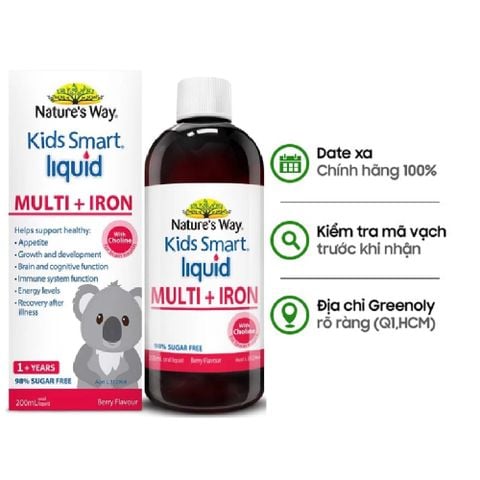 Nature's Way Hỗ Trợ Nâng Cao Sức Đề Kháng Cho Trẻ Kids Smart Multi Iron Liqiuid 200ml